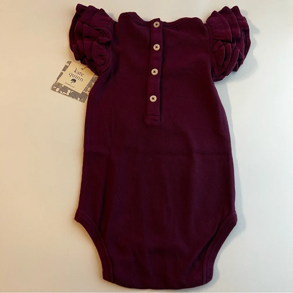 NWT Kate Quinn deep violet triple ruffle bodysuit size 18-24 months - Picture 10 of 11